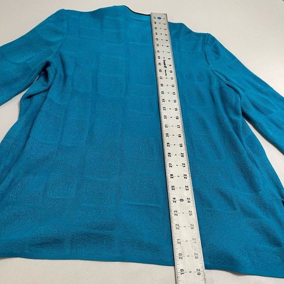 Ming Wang Blue Acrylic Open Front Top Cardigan Sweater Size XL - Picture 12 of 12